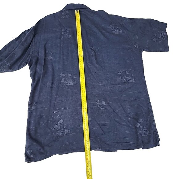 VTG Windham Pointe Cuban Black Striped Palm Print Mens Sz M Button-up Shirt - Picture 5 of 9